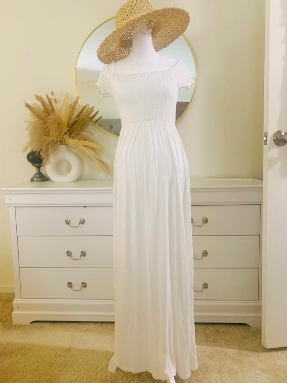 ASOS White Maxi Dress, 100% Cotton, Size Small.